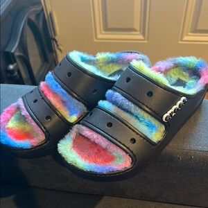 Colorful Fuzzy Slide Sandals